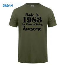 

GILDAN 34Rd Birthday Made In 1983 Sunlight Purple Homme O Neck cotton simple tee shirts New Fashion uniform men
