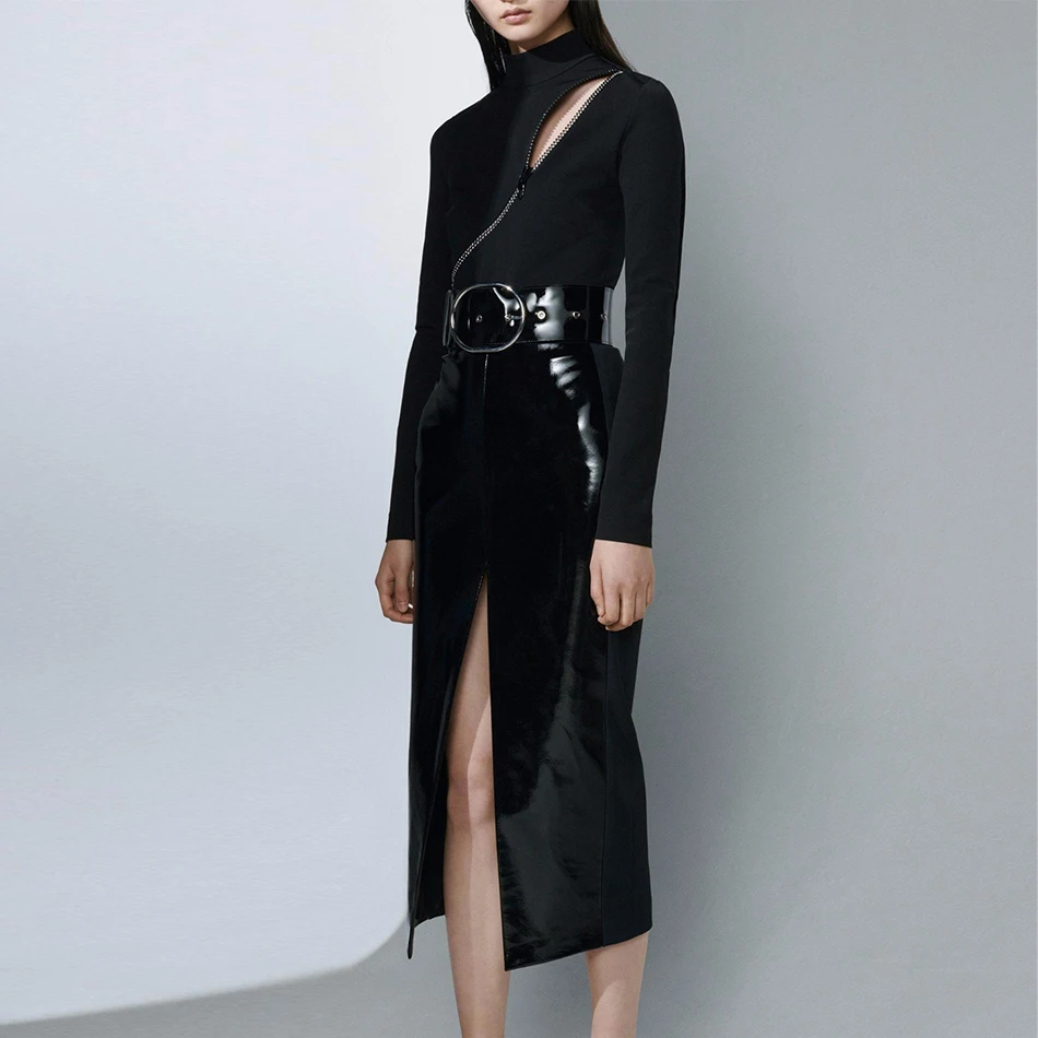 Seamyla 2019 новый для женщин повязки костюмы Черный Bodycon два 2 шт. наборы ухода за кожей