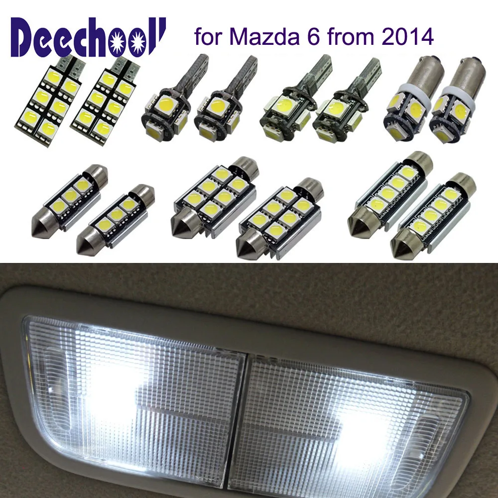 Deechooll 16X Автомобильный светодиодный светильник для Mazda 6, белая лампа для внутреннего освещения для Mazda 6 чтение купольный светильник