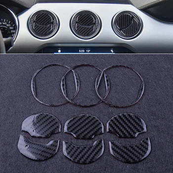 

CITALL Carbon Fiber Car Interior Console Air Condition Vent Outlet Cover Trim Sticker For Ford Mustang 2014 2015 2016 2017 2018