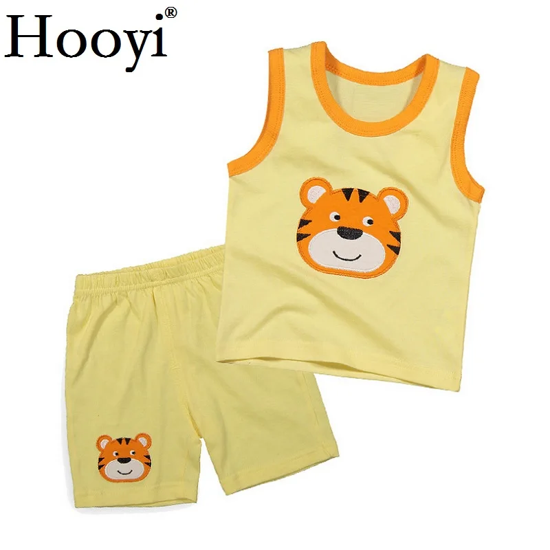 Hooyi/комплект одежды для новорожденных, летняя майка и шорты для маленьких мальчиков штаны для девочек, комплект одежды из 2 предметов топ на бретелях, хлопковый жилет От 0 до 3 лет - Цвет: 6