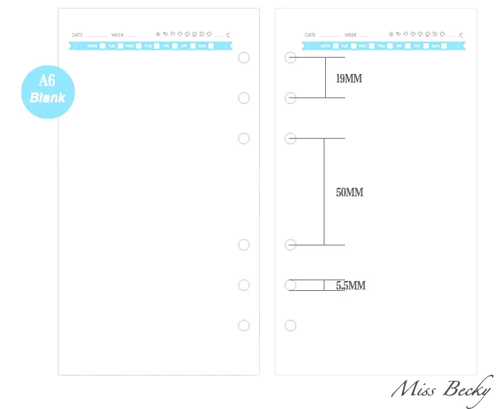 Свежий милый A5 A6 6 отверстий внутренних работ в полоску и горошек проверьте пустой наполнитель Замена планировщик Тетрадь канцелярские