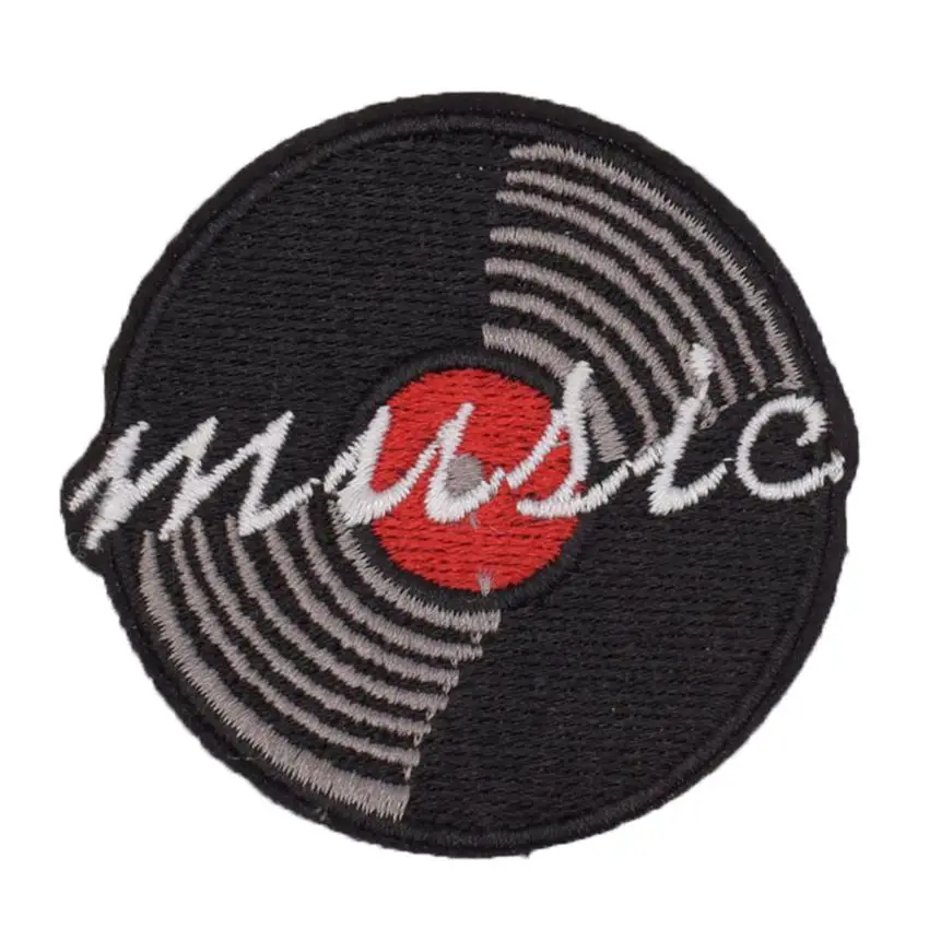 record music patch sew on embroidered appliques fabric patch for clothes sticker