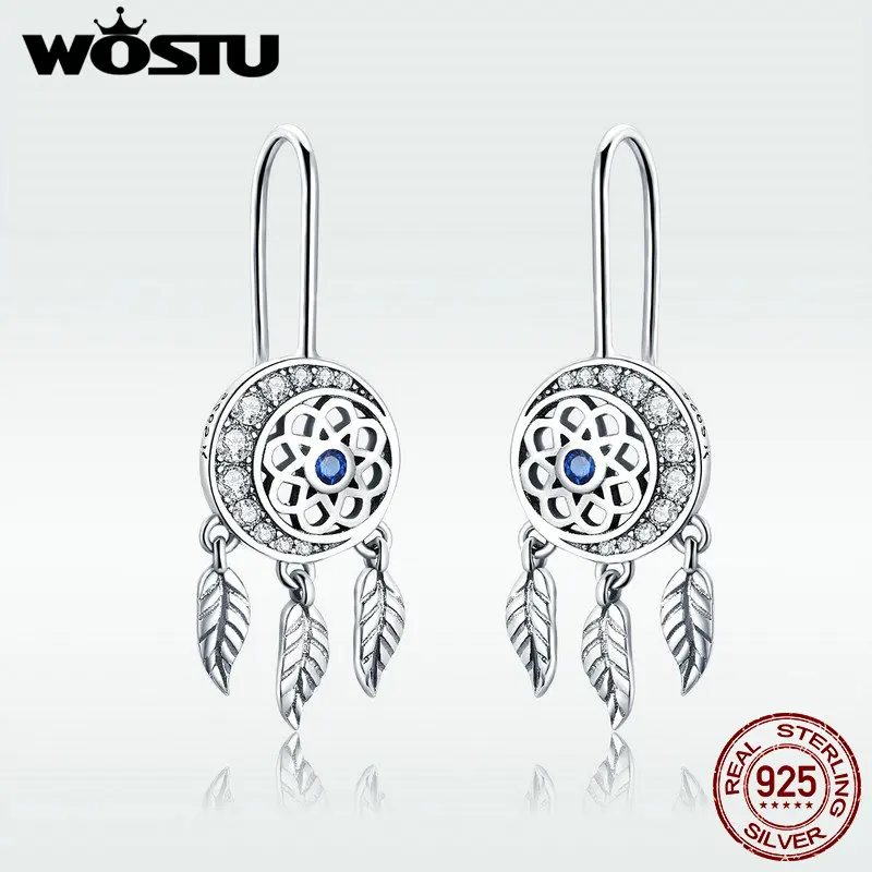 Женские серьги подвески WOSTU из стерлингового серебра 925 пробы в виде Ловец снов и