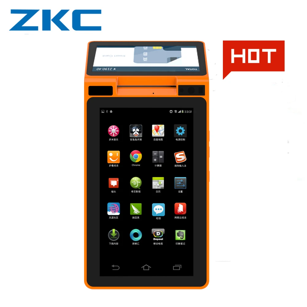

Android Dual screen mobile payment POS terminal built in printer NFC/RFID reader camera scanner cash register