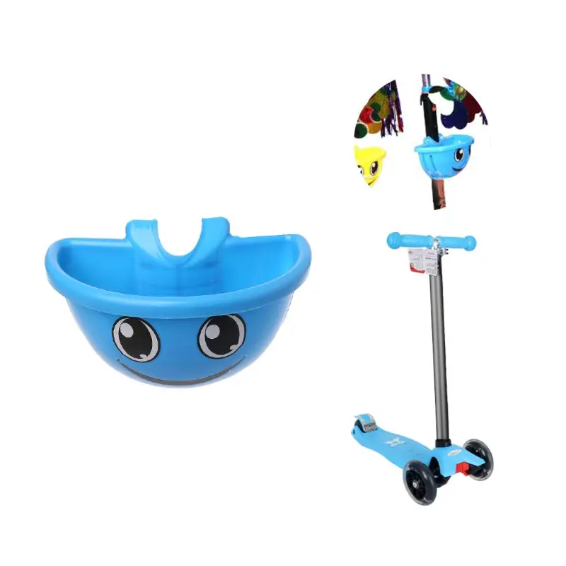 Flash Deal Bicycle Basket Cartoon Smile Face Kid Children Bike Tricycle Scooter Front Baskets Carrier Saddle Bag Stem Handlebar Plastic 1