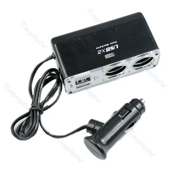 

Promotion Double USB Port 2 Way Car Splitter Cigarette Lighter Auto Socket Charger Adapter hot