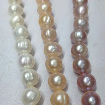 

Can choose color Natural freshwater pearls 11-12MM oval clean thread semi - finished products long14"