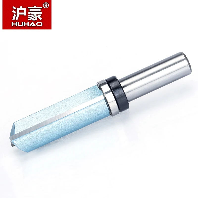 HUHAO 1pc Bearing Flush Trim Router Bit for wood 1/2" 1/4" Shank straight bit Tungsten Woodworking Milling Cutter Tool