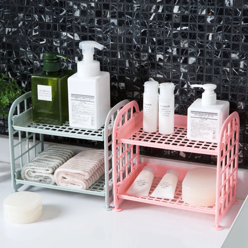 Bathroom multi storey floor storage rack kitchen plastic finishing rack