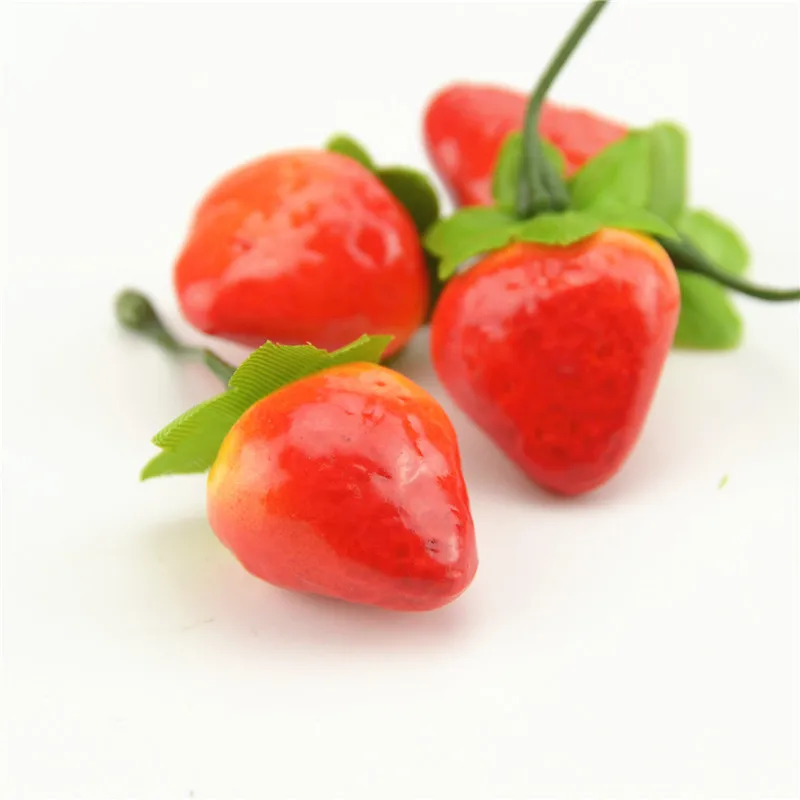 Artificial Fruits and Vegetables 10pcs/lot 3cm Mini Artificial Fruit Foam Strawberry For Home Wedding Party Garden Decoration artificial fruits and vegetables