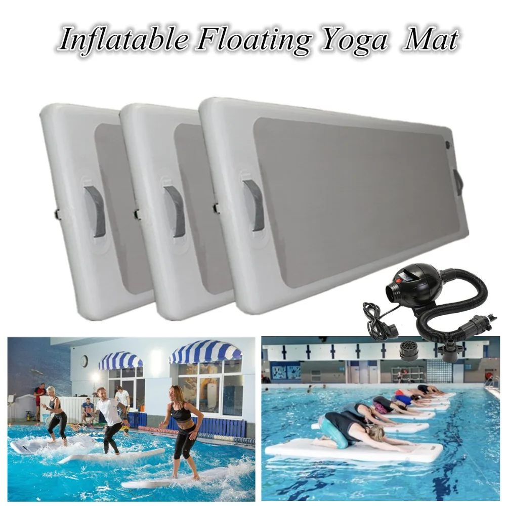 

90 *200*10cm Outdoor Water Sports Inflatable Floating Pontoon Pool DWF Yoga Mats Inflatable Gym Mat With 220v pump