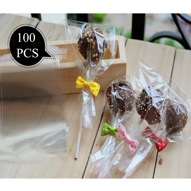 100 шт./пакет прозрачный Opp Пластик сумки для леденцов, печенье упаковочный целофан сумка Свадебная вечеринка Подарочная сумка упаковка