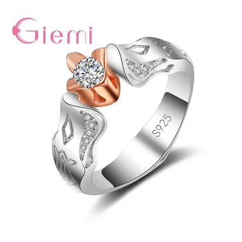 

Special Gift for Lover Rings Austrian Crystals Rose Gold Flower 925 Sterling Silver Free Shipping Top Quality Hot Sale