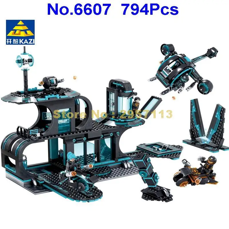 Kazi 6607 794ピース市戦争×エージェントspaceportヘリコプターオートバイビルディングブロックレンガのおもち