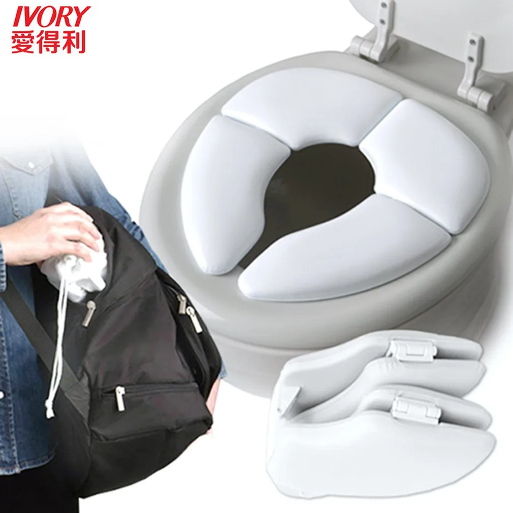 

IVORY Portable Potty Chair Folding Child Toilet seat Warm Soft Skin Pad Cushion Baby Training Toilet Children Safe Hygiene White