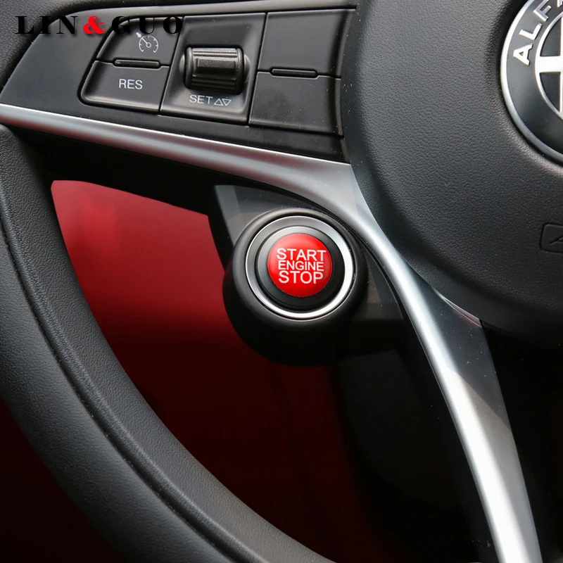 

Car Accessories dedicated a key to for Alfa romeo Giulia Stelvio start button decorative ignition Stickers Car styling