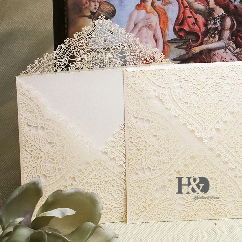 120 шт свадебные пригласительные открытки персонализированные цвета и Декоративный принт карты конверт резной узор вечерние поставки