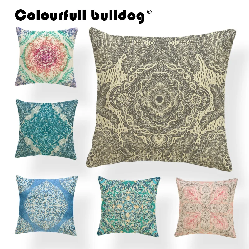 

Mandala Cushion Cover Pillow Case Geometry Pillowcases Rustic Country Bookcase Home Accessories Toss Pillow Small Personalized