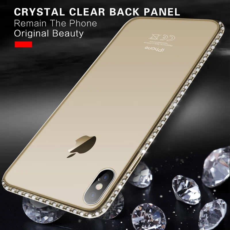 Moskado الهاتف حقيبة لهاتف أي فون 7 X XR XS ماكس 8 6 6 s زائد 5 SE الأزياء بلينغ الماس الكريستال الشفاف لينة TPU الغلاف الخلفي حالات