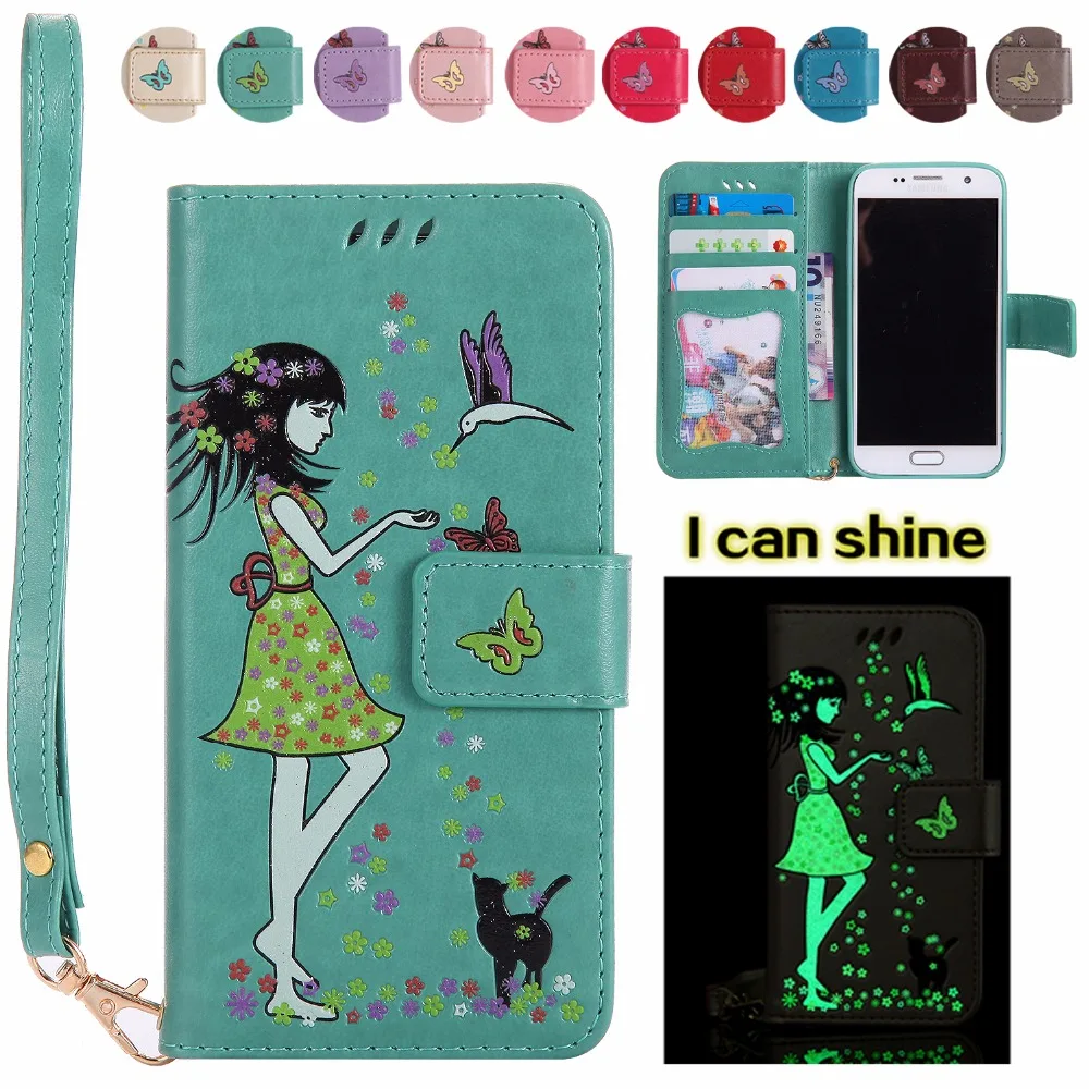 

Luminous Shine Girl Case for Samsung Galaxy A3 A5 J1 J3 J5 J7 2016 2017 Prime S3 S4 S5 S6 S7 Edge S8 Plus Wallet Flip Cover B130