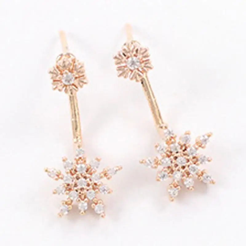 Women Gold Color Snowflake Earrings Fashion Jewelry Lady Elegent Women Gold Color Snowflake Earrings Fashion Jewelry Lady Elegent Crystal Rhinestone Ear Stud Nice Gift In From