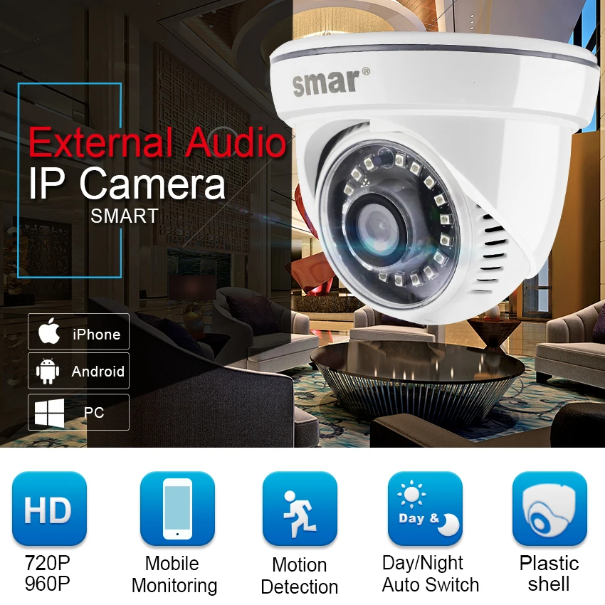 Мини HD 720P 960P IP Камера аудио Вход с внешними Пикап микрофон безопасности Крытая