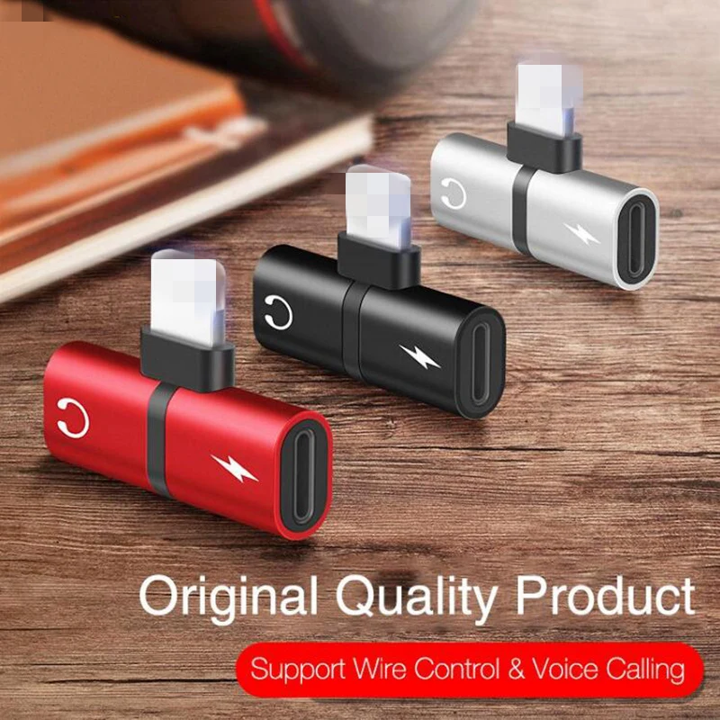 

For iPhone X 10 7 8 Plus Audio Charging Dual Adapter Splitter Cable For Lightning Jack to Earphone AUX Cable Connector Converter