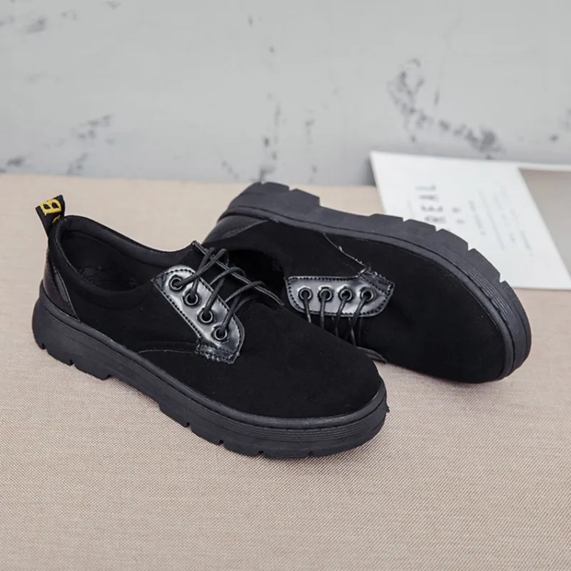 COOTELILI Casual Suede Oxford Shoes For Women Winter Autumn Platform Flat Shoes Women Lace-Up Ladies Flat Shoes 35-39     (10)