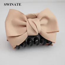 SWINATE Women Girls Quality Ribbon Bow Hair Claw Hair Clip Fabric Flower Bow Hair Barrette Big Claw For Office Ladies Daily Wear