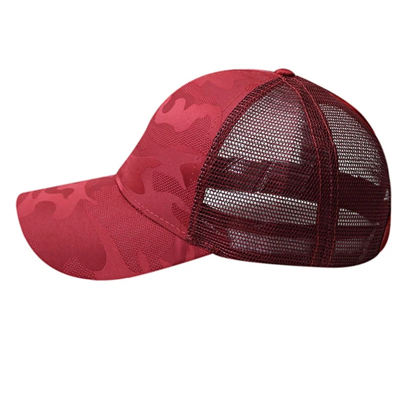 Камуфляжная сетка бейсболка шапки с вырезами для хвостов для женщин Messy Bun Snapback cap s Лето Осень камуфляжная Выходная шляпа