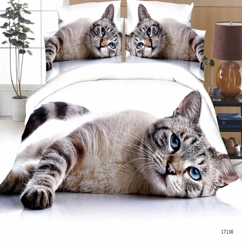 

Luxury Smart 3d bedding set bedclothes 4pcs bed set Duvet Cover flat sheet Home Textiles pillowcase Queen size Cat tiger Lion