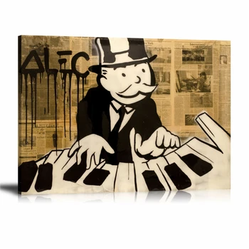 

Alec Monopolys Piano Man HD Wall Art Canvas Poster Print Canvas Painting Decorative Picture for Office Living Room Home Decor