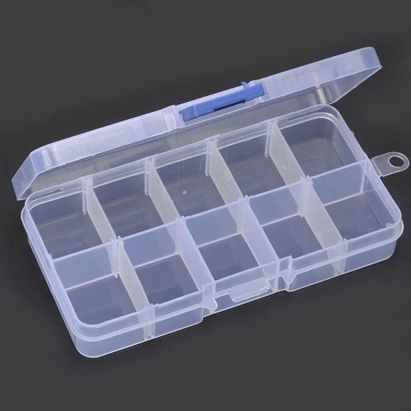

1pcs Mini Plastic Storage Box 10 Grids Box Small Compartment Adjustable for Jewelry & Pearls Storage Box Home Storage Accessory