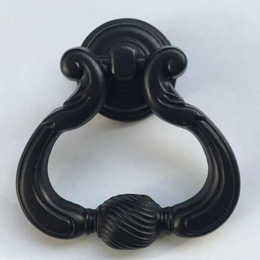 

Black drop rings drawer cabinet knobs pulls europen vintage style antique black rings dresser door handle modern retro furniture