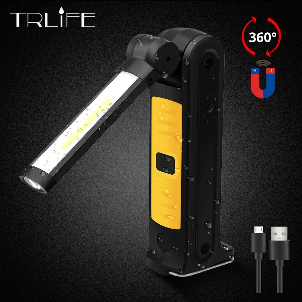 

Folding COB LED Work Light Portable Spotlight with Magnetic Base Clip USB Charging Repair Torch Movable Work Light Flashlight