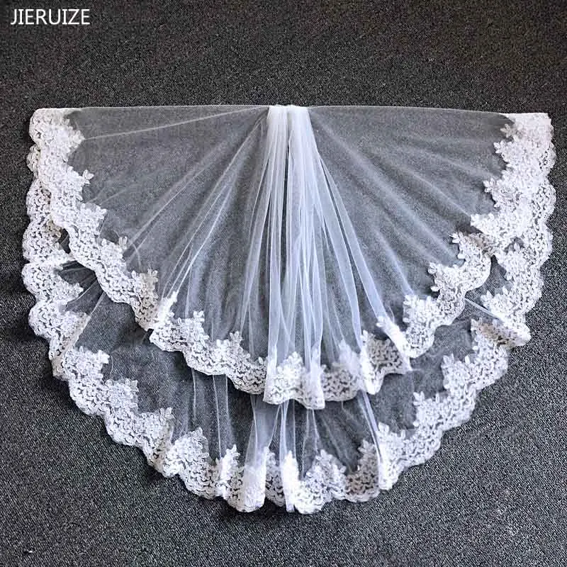 JIERUIZE In Stock French Lace Wedding Veils High Quality Cheap Bridal Accessories | Свадьбы и торжества