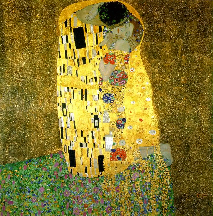 

Gustav Klimt Painting The Kiss [1907-08] Classic Canvas Paintings Wall Posters Stickers Home Decor Gift for Kid