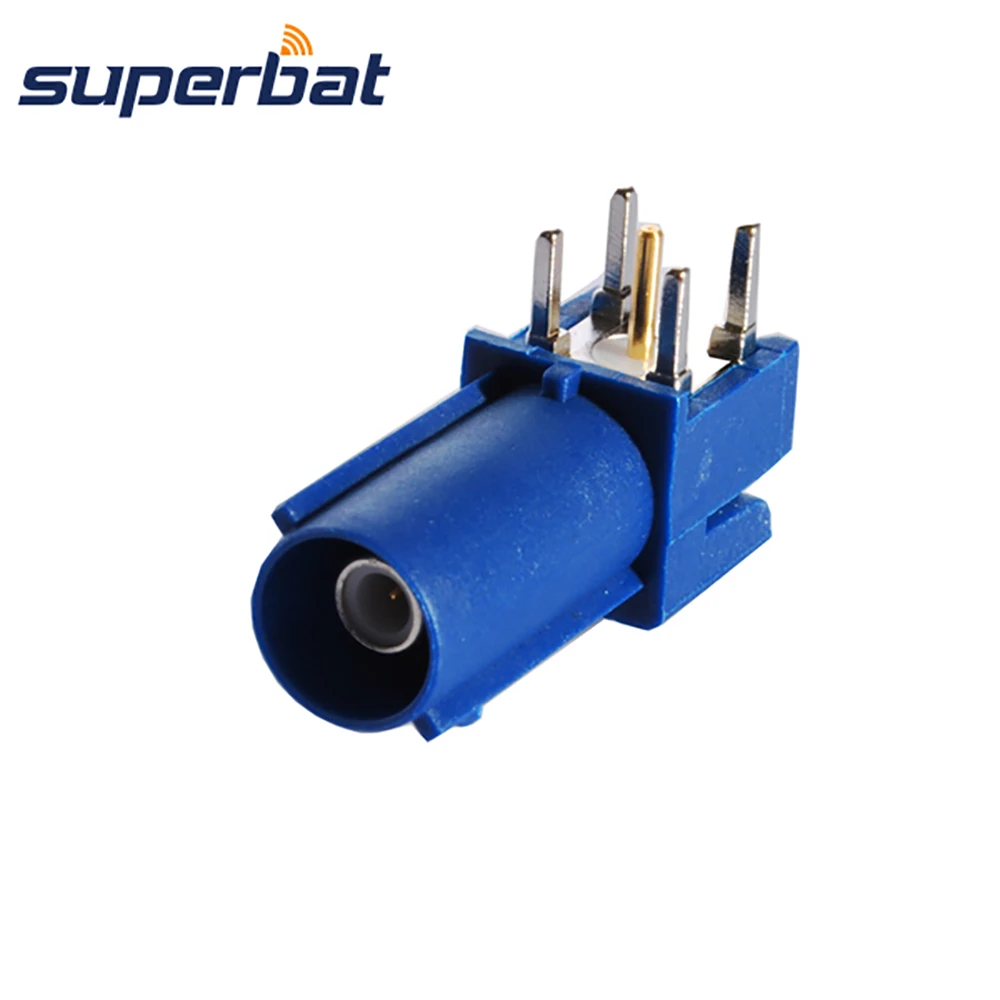 

Superbat RF Coaxial Connector Fakra Blue/5005 Male Plug PCB Mount Right Angle for Car Boat RV Antenna GPS Telematics Navigation