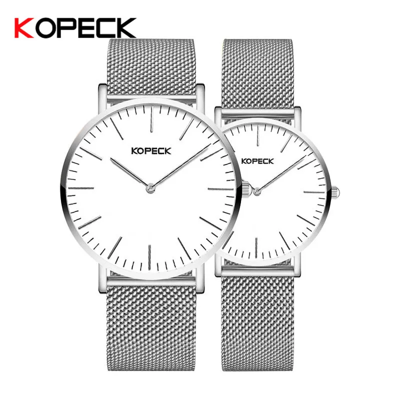 

Kopeck Couple Watch For Lovers Man And Ladies Quartz Watches Milan Mesh Strap Sapphire Crystal Luxury Bracelet Wedding Gift Box