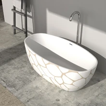 1830x800x550 мм Corian CUPC одобренная ванна с рисунком ручной краски Овальный отдельно стоящий твердый поверхностный камень ванна RS65126