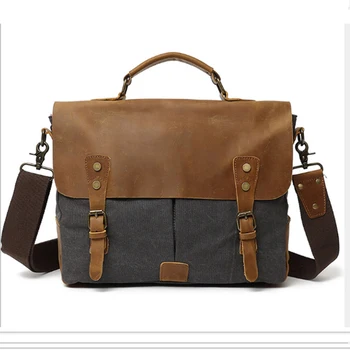 

Office Man Briefcase Bag Classic Style Business Men Bag Documents Canvas Shoulder Bag Back pack Rucksack Men's Canvas Handbags
