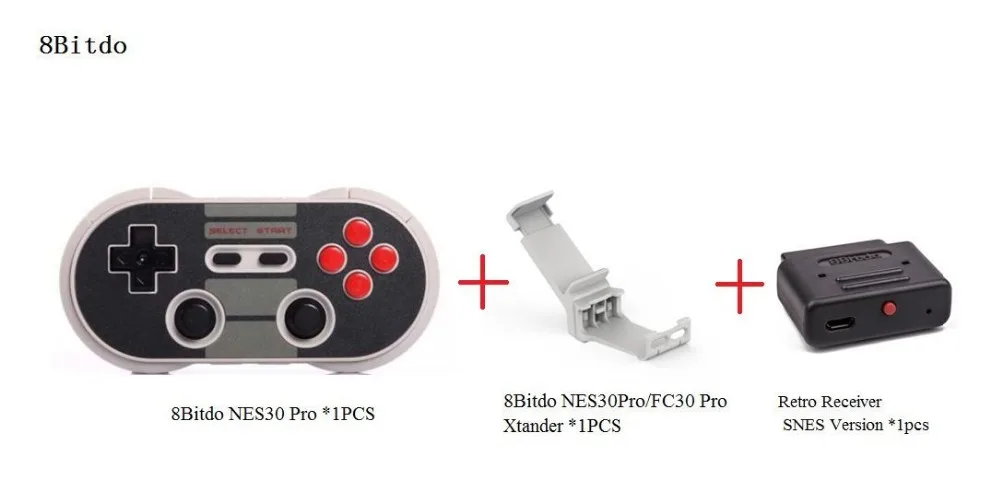 

8BitDo N30 Pro Wireless Bluetooth Gamepad with XtanderSNES Bluetooth Retro Receiver Support Switch Steam Windows macOS Android