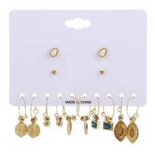 7 пар/компл. новые модные золотые Цвет сплав смешанных серьги в виде колец, для Для женщин Винтаж серьга геометрической формы комплект в богемном стиле серьги в стиле панк