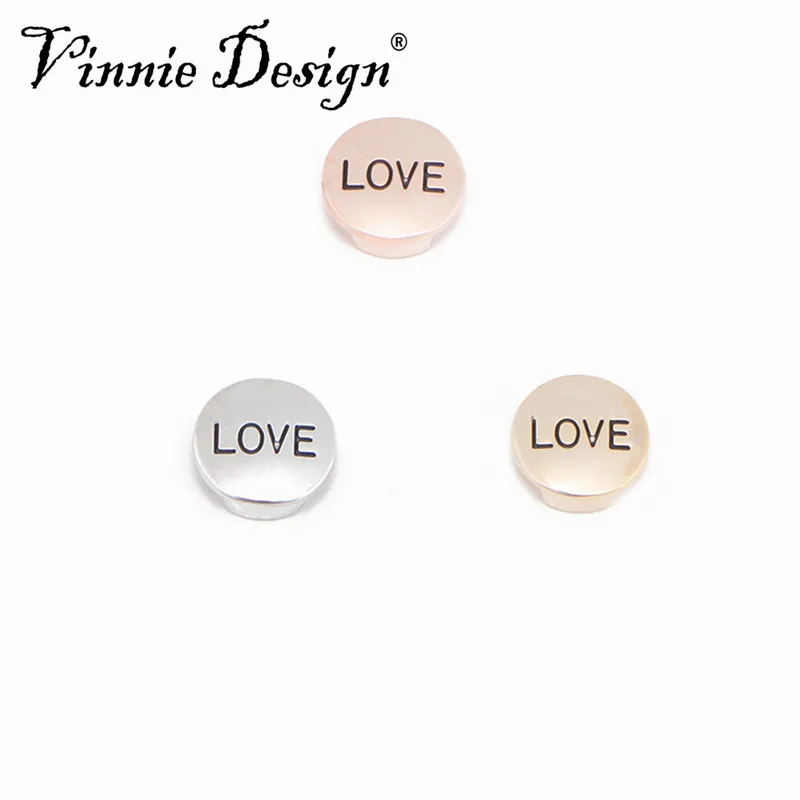 

Vinnie Design Jewelry Love Slide Charms fit on 10mm Keeper Stainless Steel Wrap Bracelet 10pcs/lot