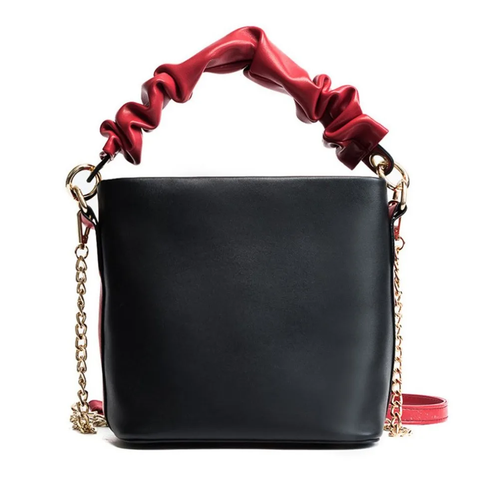 

New 2018 Women Totes Female Bucket Bag Simple Fashion Women Soft PU Leather Handbag Casual Chain Single Shoulder Bag ZX350801