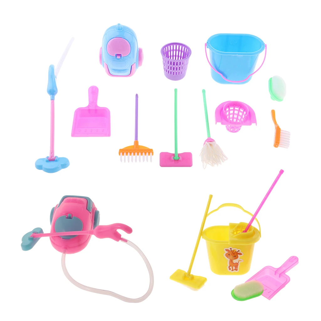 12inch Fashion Doll Furniture Mini Cleaning Toys Housekeeping Furniture Home Cleaner Kit for Monster High Girl Doll Accessory