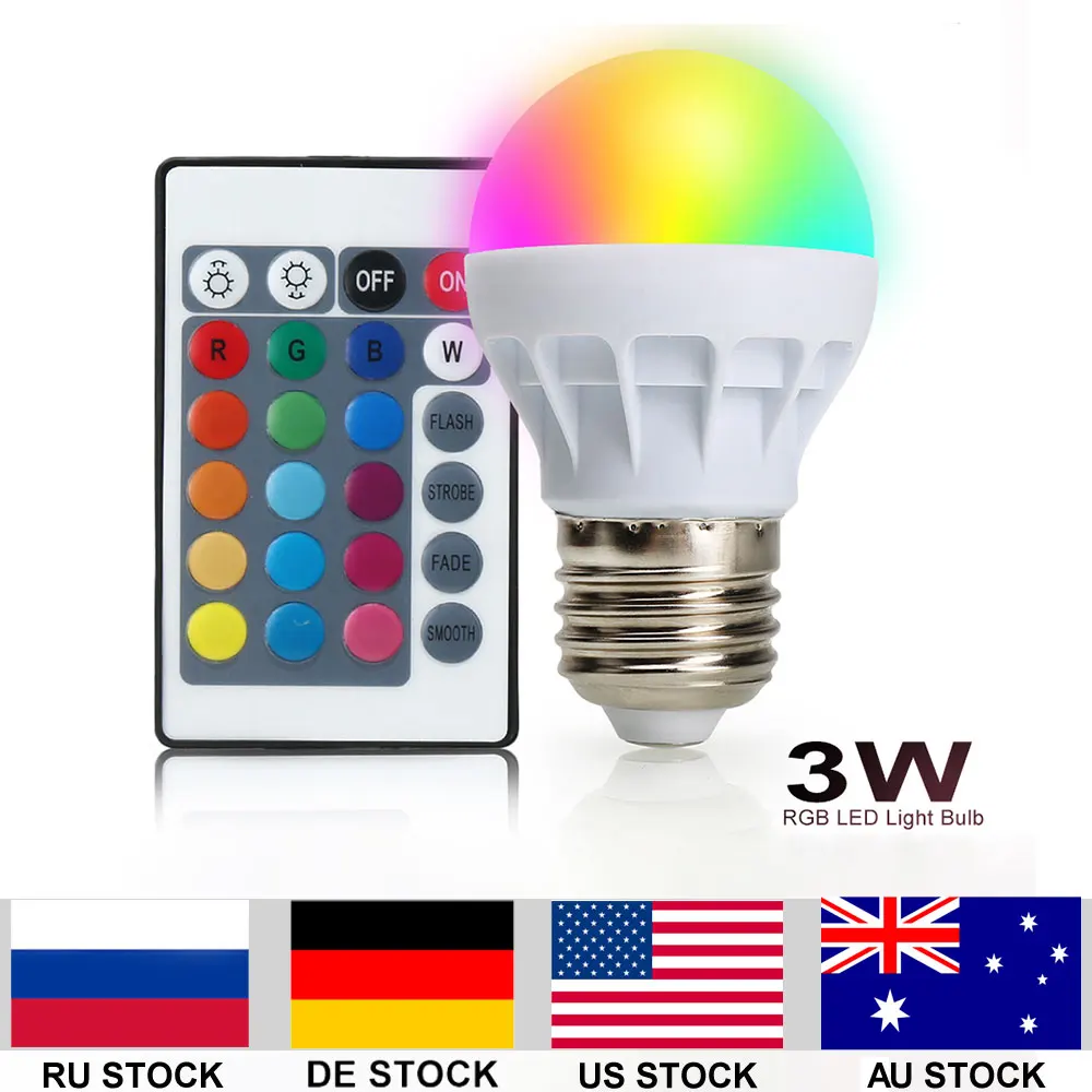 Светодиодная RGB лампа с дистанционным управлением 4 шт./лот 3 Вт 150 лм E27 5050SMD 16