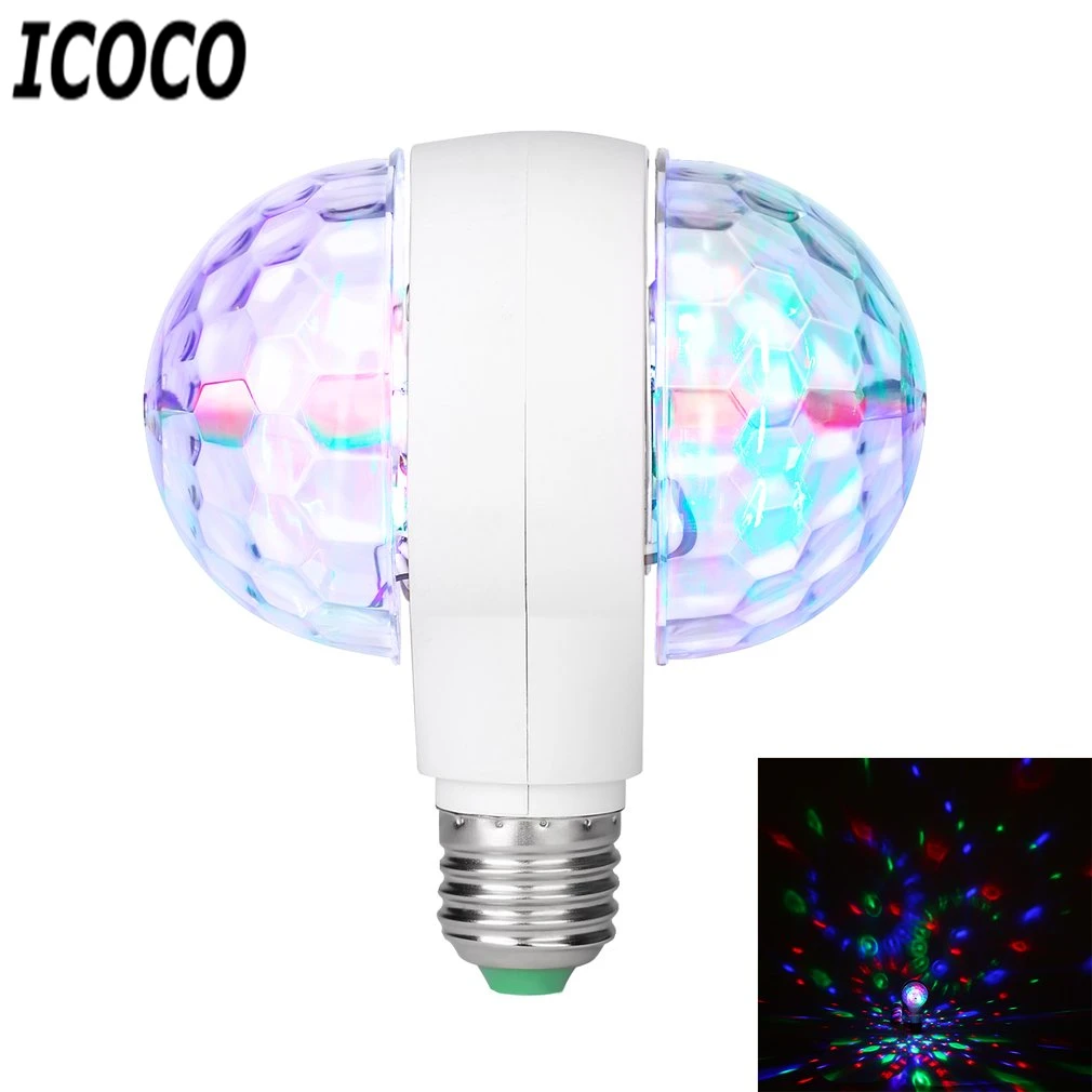 

LED 6W Rotating Bulb Light with Dual Head Magic Stage Disco Lamp Rotating Double-headed LED Colorful Stage Light