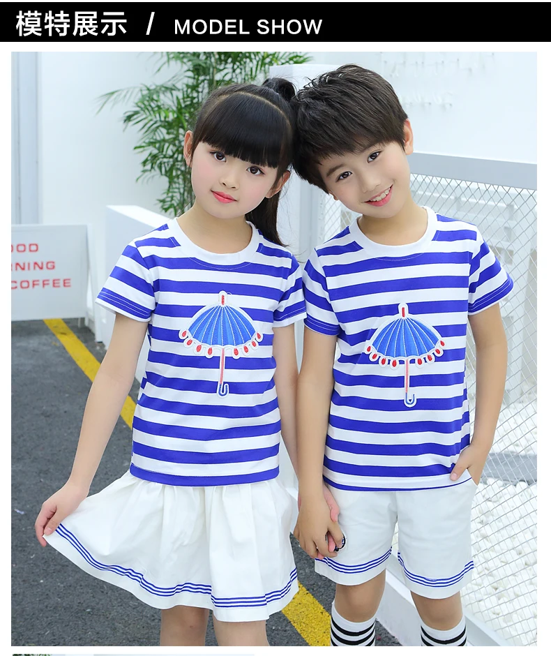 Kidgarden Suite Set School Uniforms Primary Schoolchild Performance Shirt+ Shorts Boy Girl Summer Clothes T-23